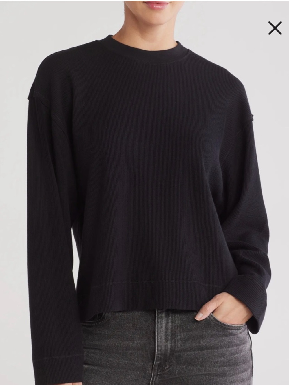 Melrose and Market Cozy Waffel Black Crewneck Sweater